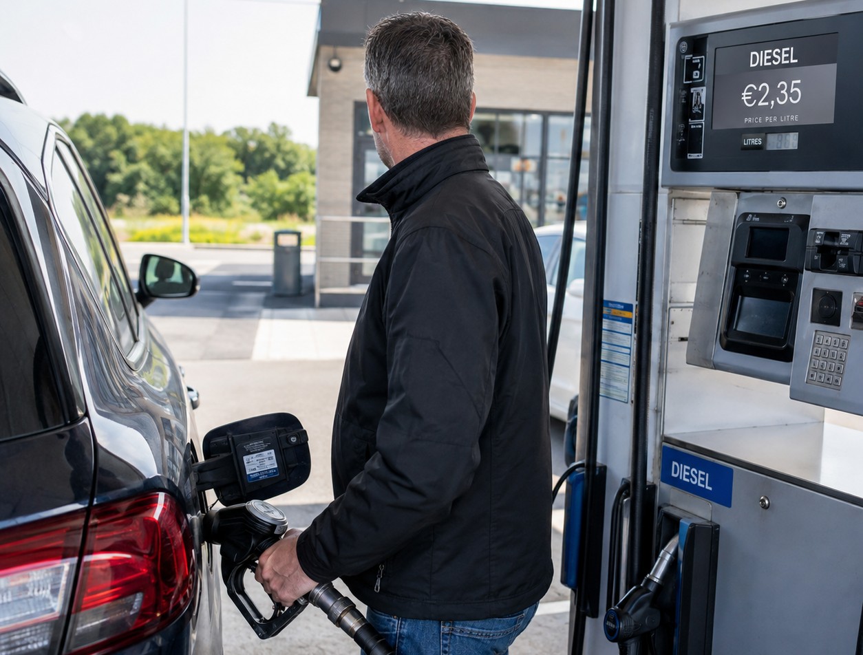 Pompa di benzina con prezzi dei carburanti superiori a 2 euro