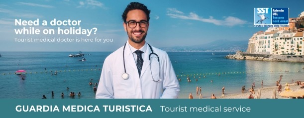 Segnaletica della Guardia medica turistica con orari e sedi nella provincia di Livorno