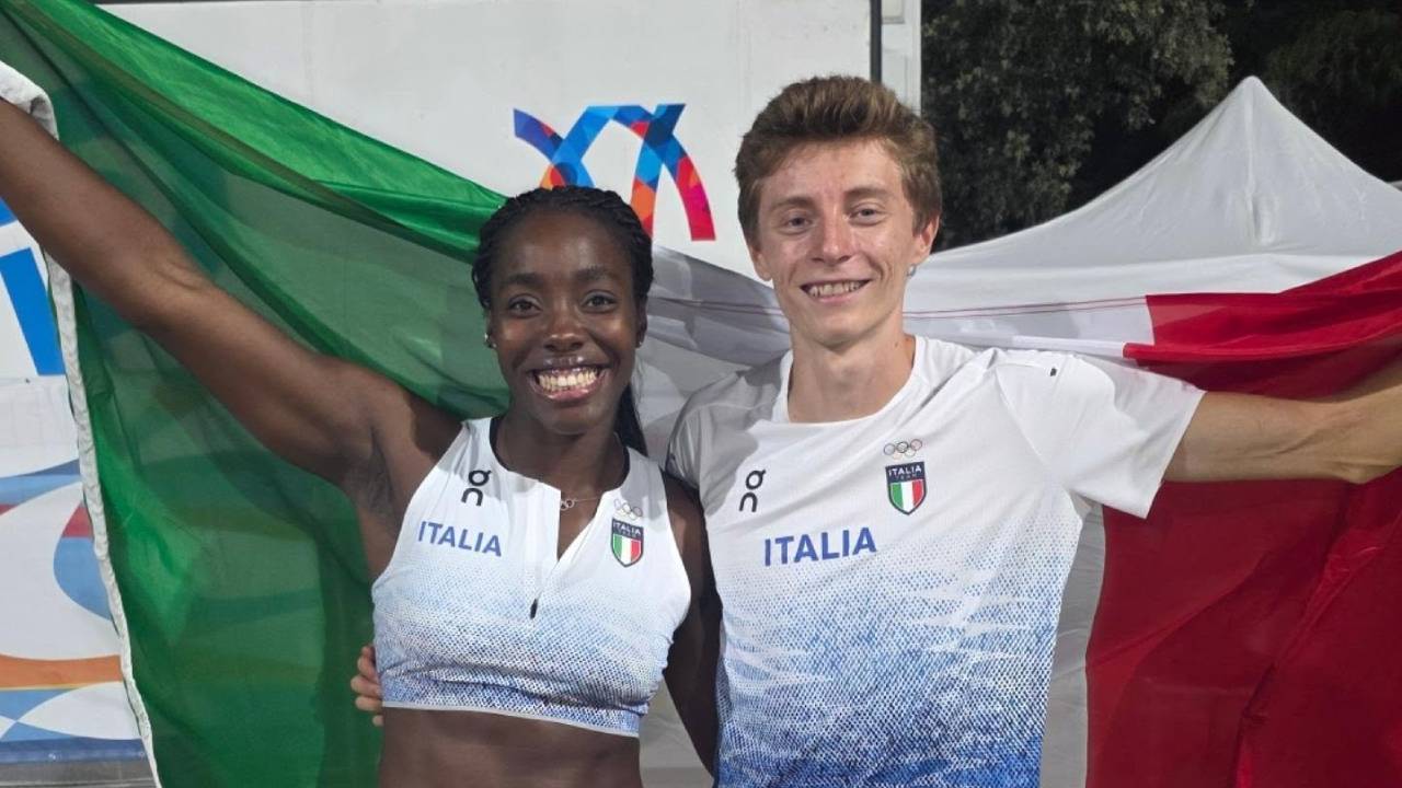 Ilaria Accame in azione durante una gara di atletica leggera ai Giochi del Mediterraneo