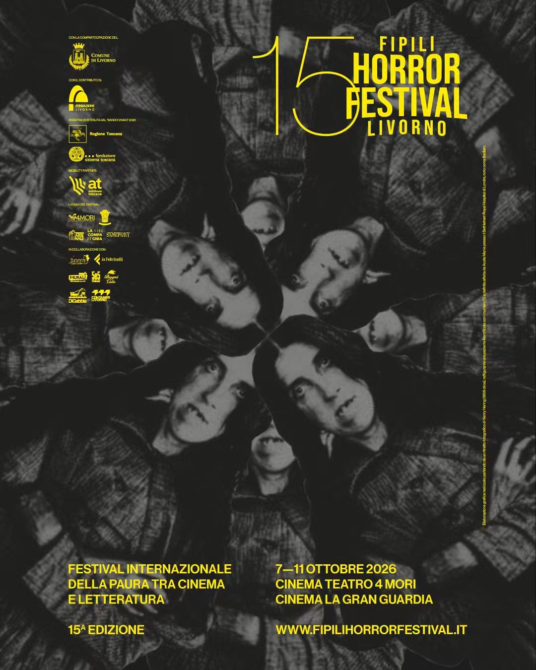 Locandina del FI-PI-LI Horror Festival a Livorno con elementi grafici a tema paura e cinema.