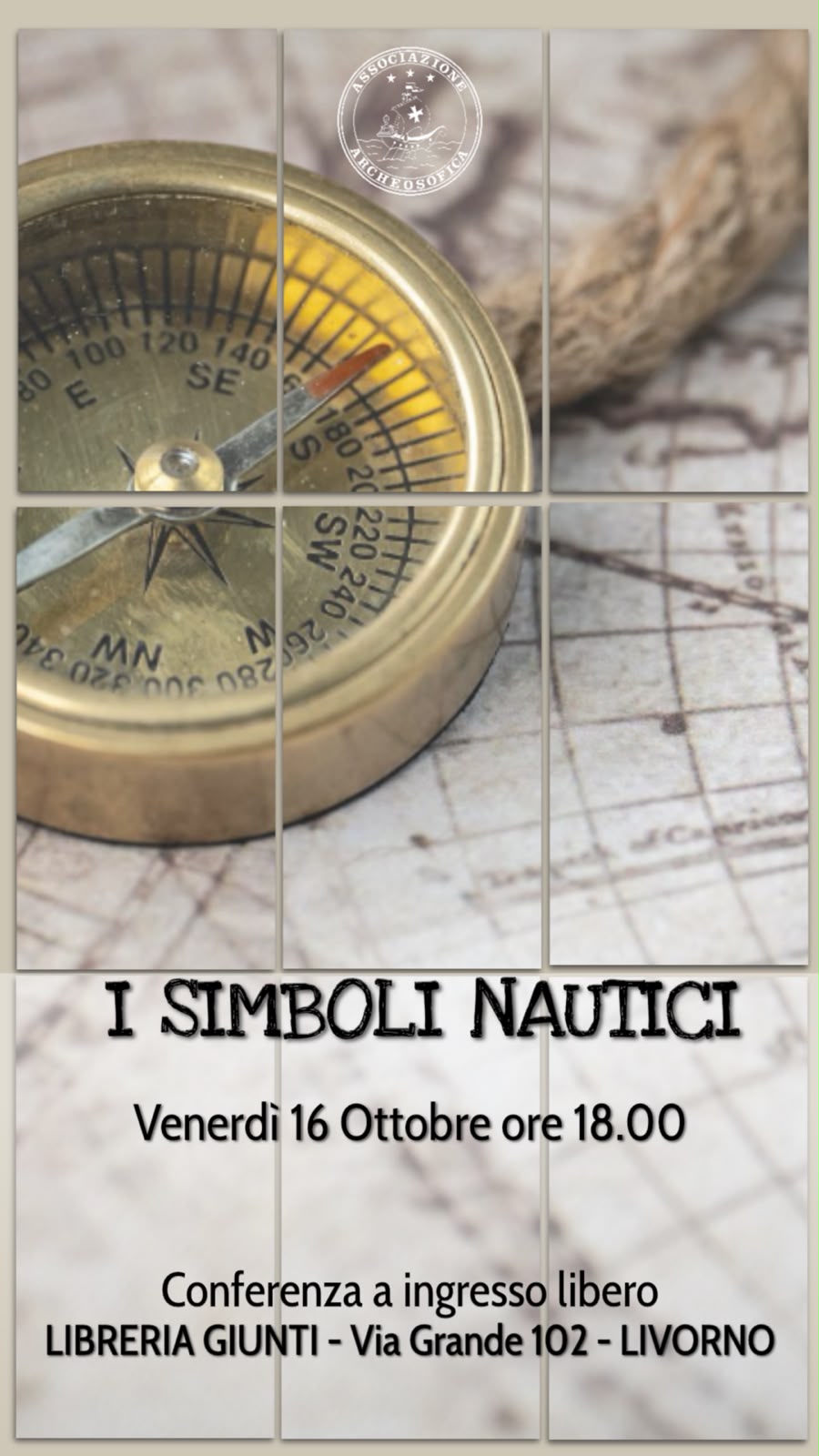 Illustrazione di una nave in mare aperto con simboli nautici come timone e ancora, che rappresenta un viaggio spirituale.